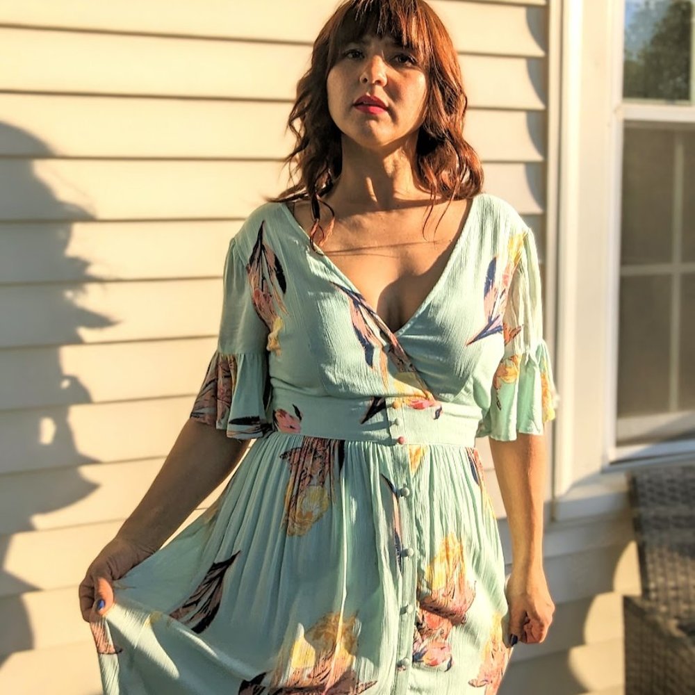 Altar'd State Cerulean Floral Maxi Dress